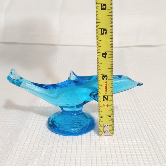 Ron Ray Signed 1996 Art Glass Dolphin Figurine Paperweight Blue - Picture 9 of 11